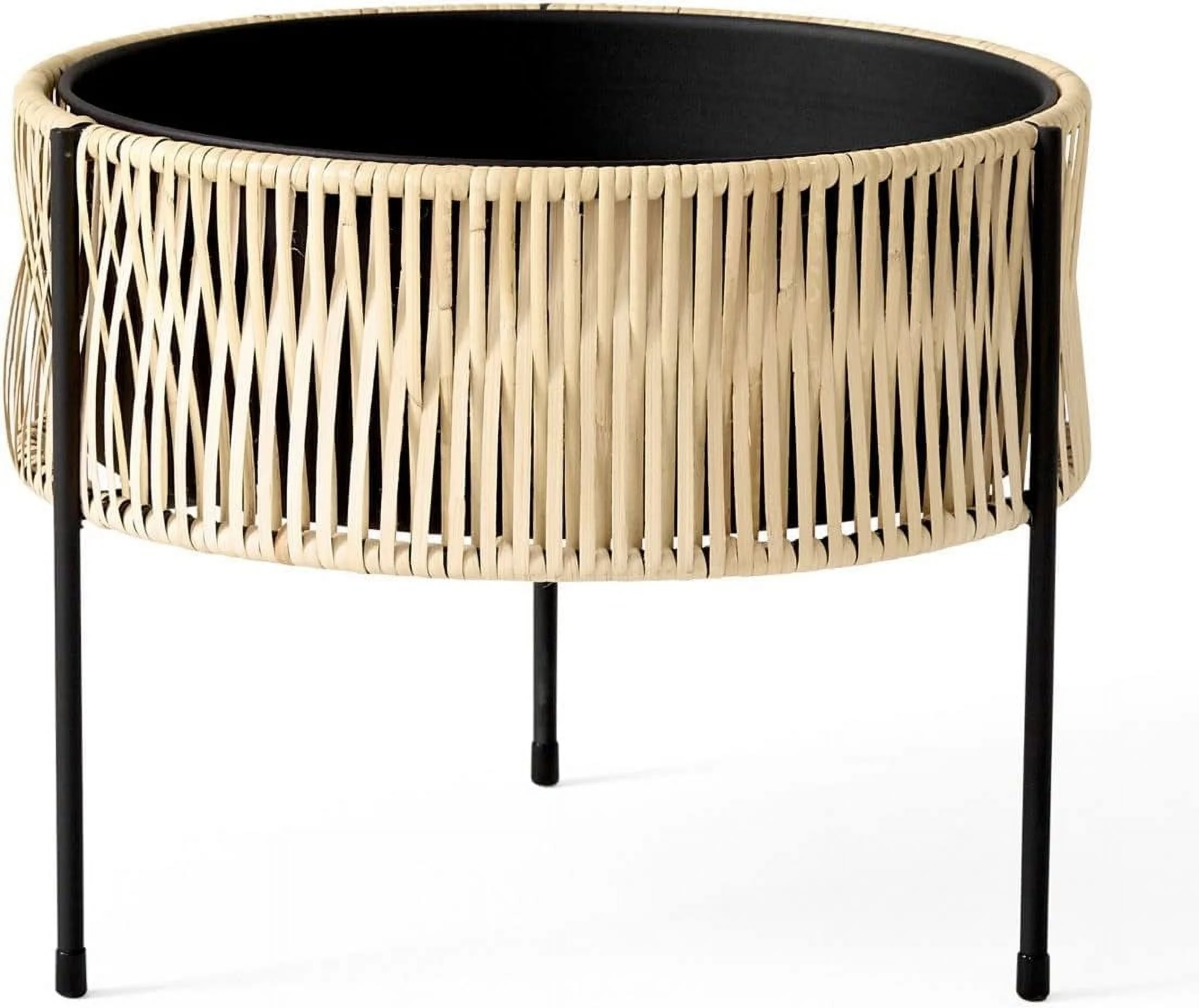 CXIAN Umanoff 32.5 Plant Pot, Beige H x Diameter 32.5 x 41 cm Steel Frame Black Powder-Coated