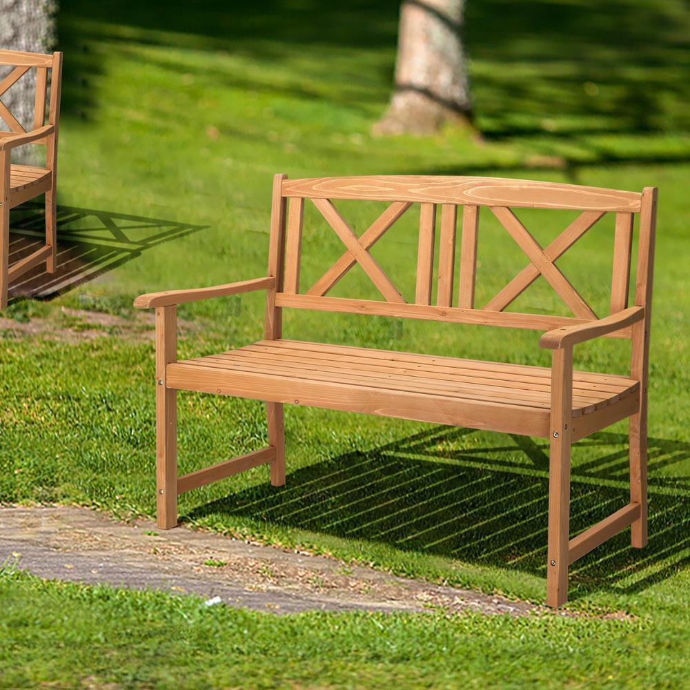 Patio Outdoor Wood Bench Folding Chair Park Garden Deck Furniture Burlywood