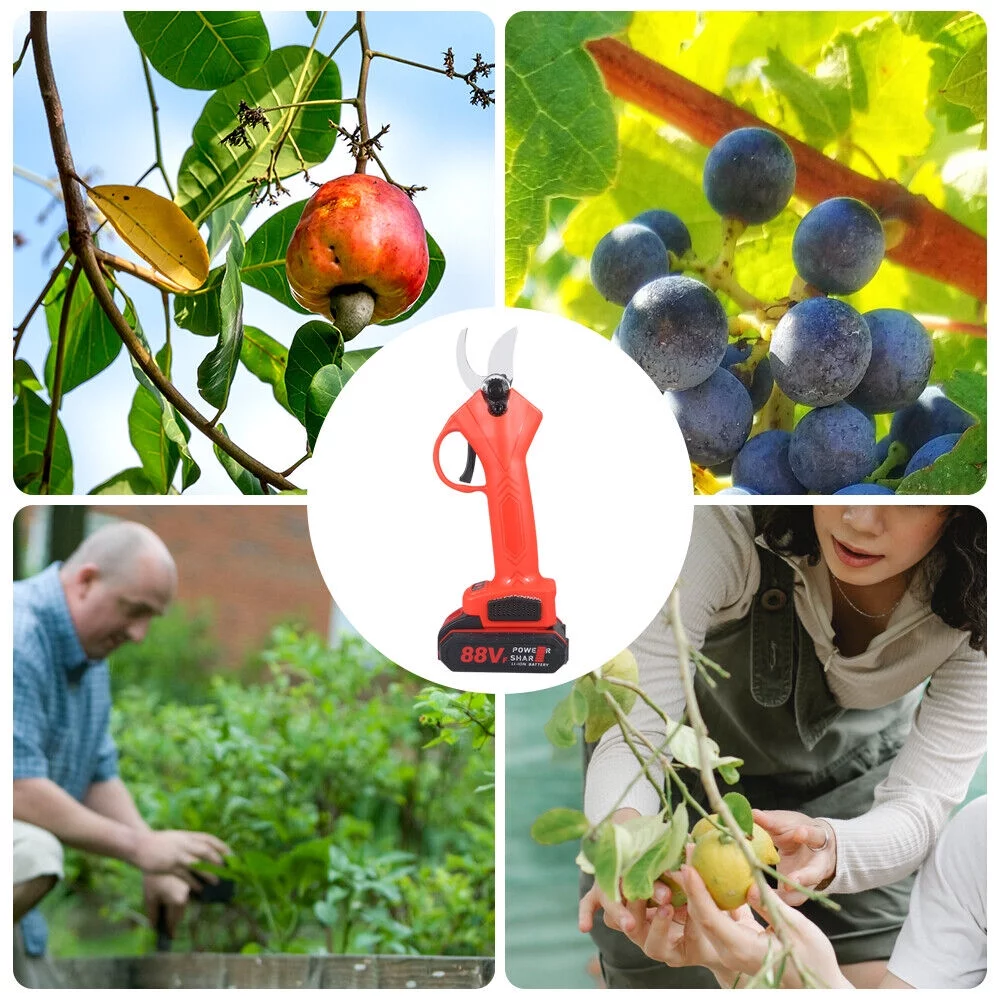 Electric Pruning Shears Cordless Cutter Pruner Scissors Branch Nursery W/Battery