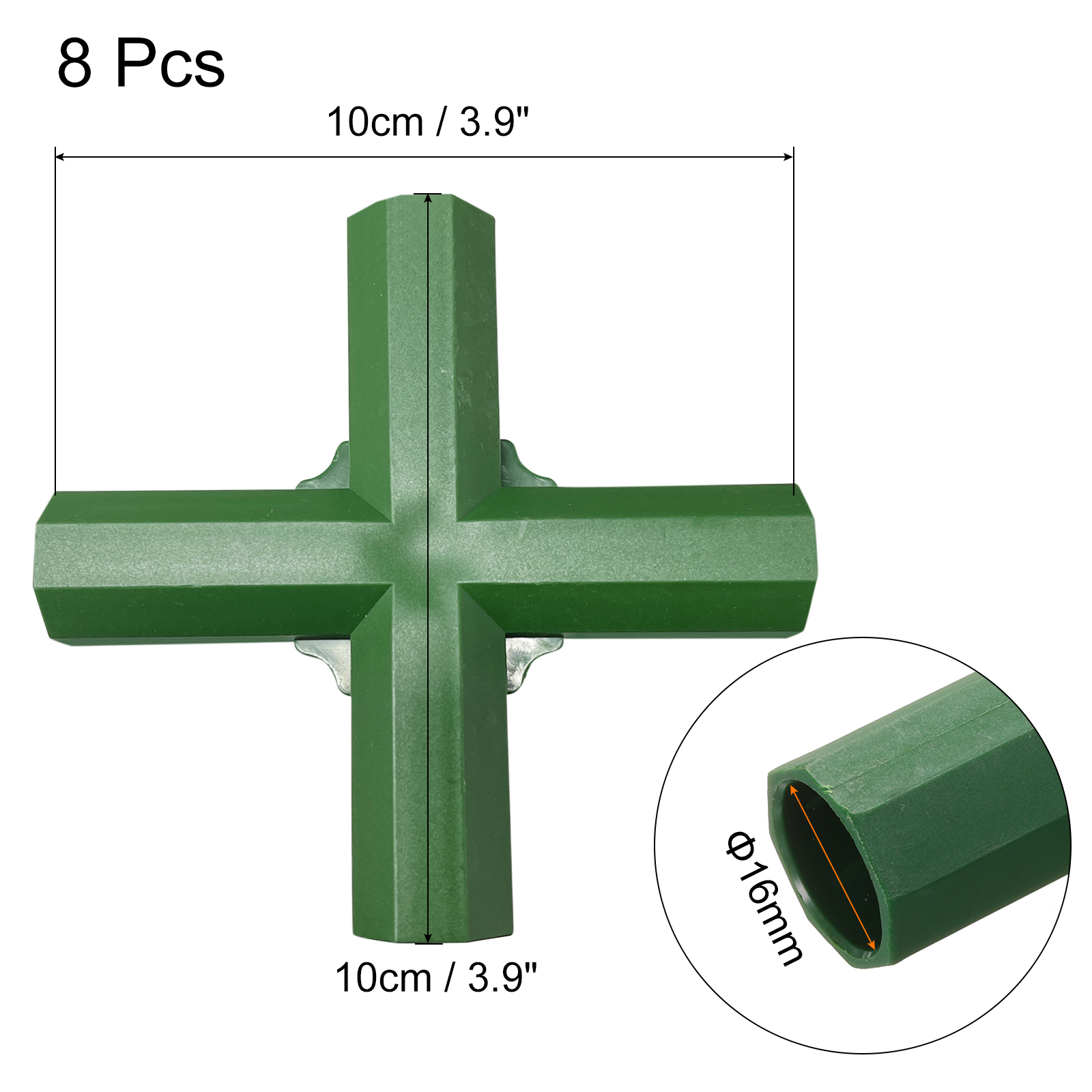 8Pcs 16mm/0.63in 5 Way Greenhouse Frame Connector Pipe Fitting Duty Joint Tool