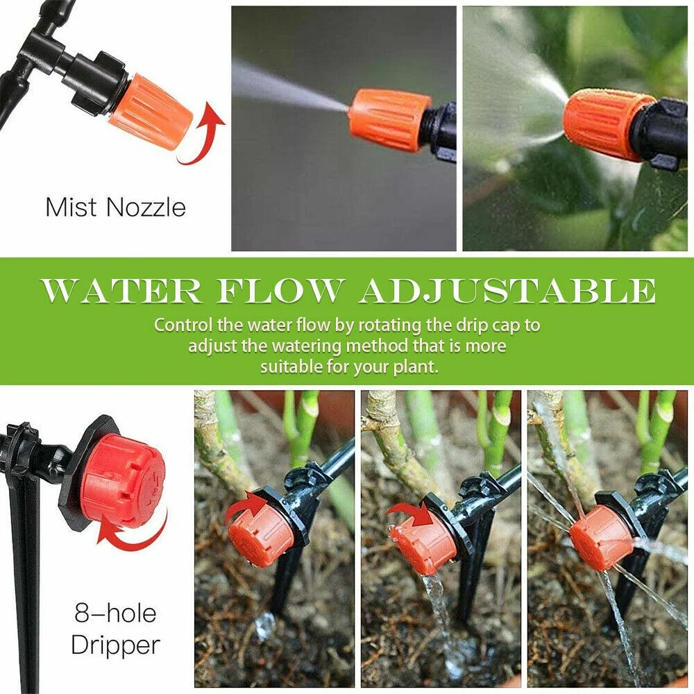 100FT Drip Irrigation System Plant Lawn Garden Watering Hose Spray Sprinkler Set