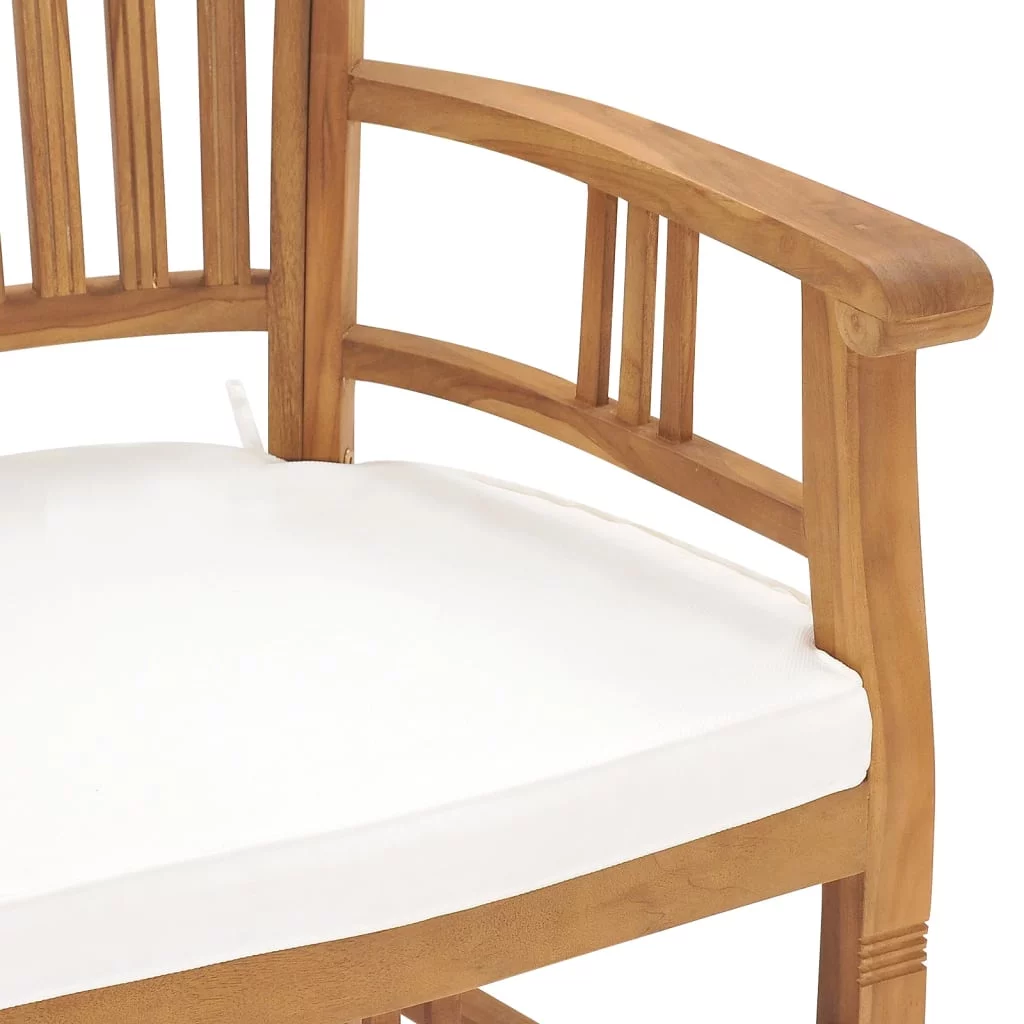 Dcenta Patio Chairs 2 pcs with Cream White Cushions Solid Teak Wood