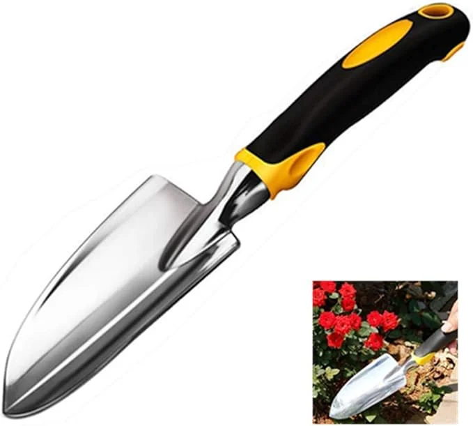 Sinoer Garden Shovel Trowel & Hand Shovel Soft Rubberized Non-Slip Handle, use for Transplanting, Weeding, Moving and Smoothing Digging & Planting