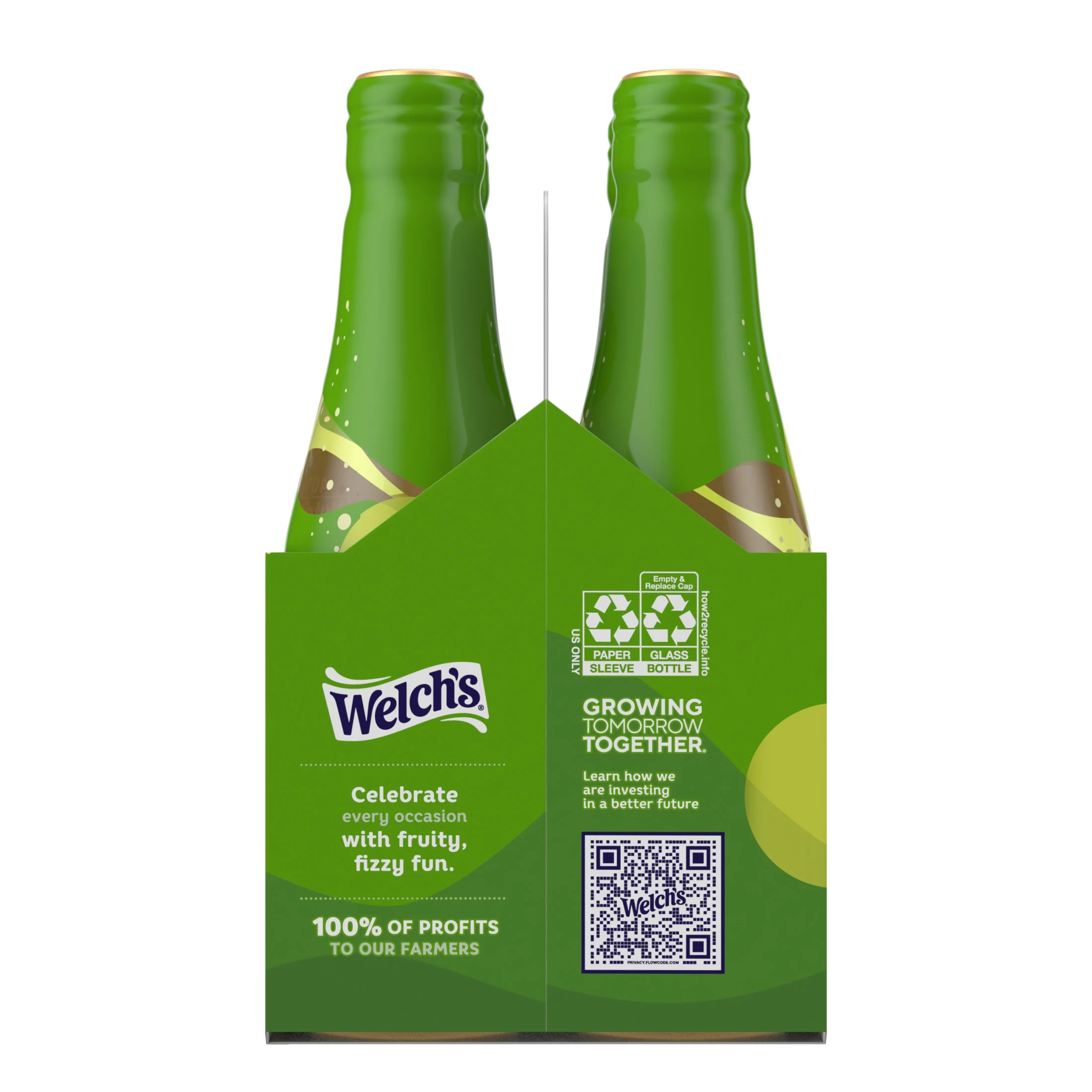 Welch's Non-Alcoholic Sparkling Juice Cocktail, White Grape, 8.4 fl oz Bottle 4 Pack
