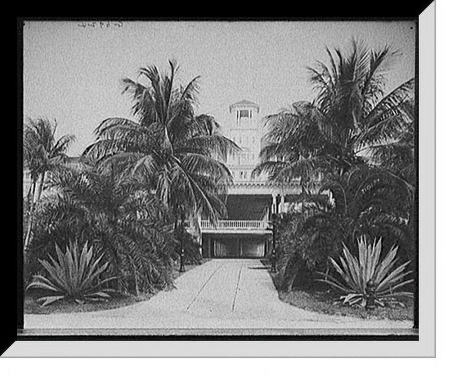 Historic Framed Print, [Palm Beach, Fla., main entrance to the Royal Poinciana], 17-7/8