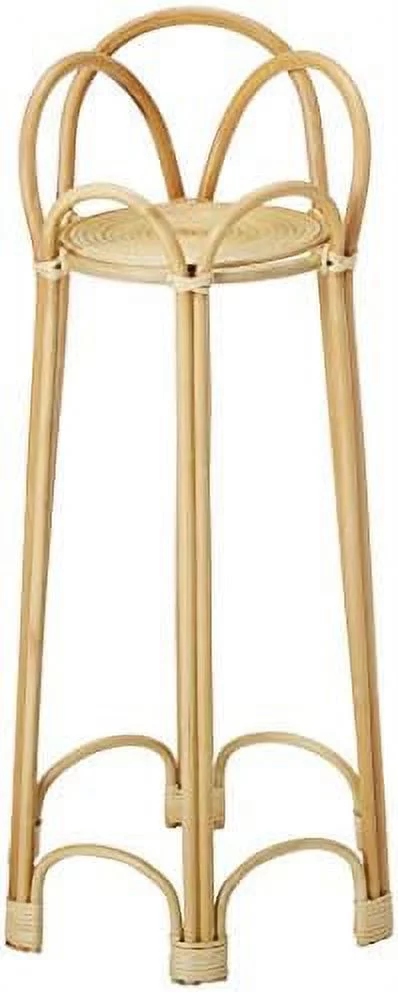 rattan loop indoor plant stand, 26 inches, natural planter brown