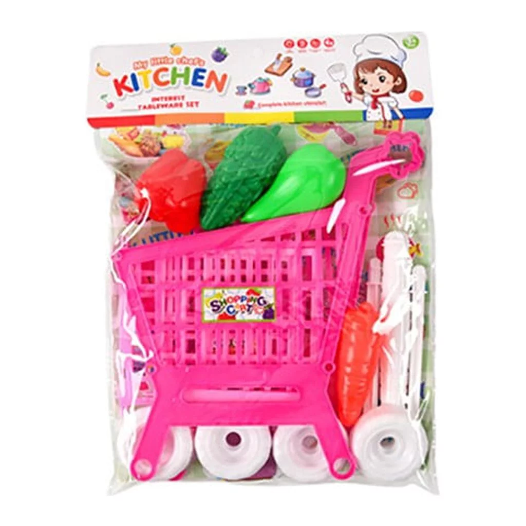 Bouanq Educational Toy Shopping Cart - Supermarket Playset with Included Grocery Cart Toy and Pretend Food Accessories - Perfect for Kids, Children, Toddlers Learning Development
