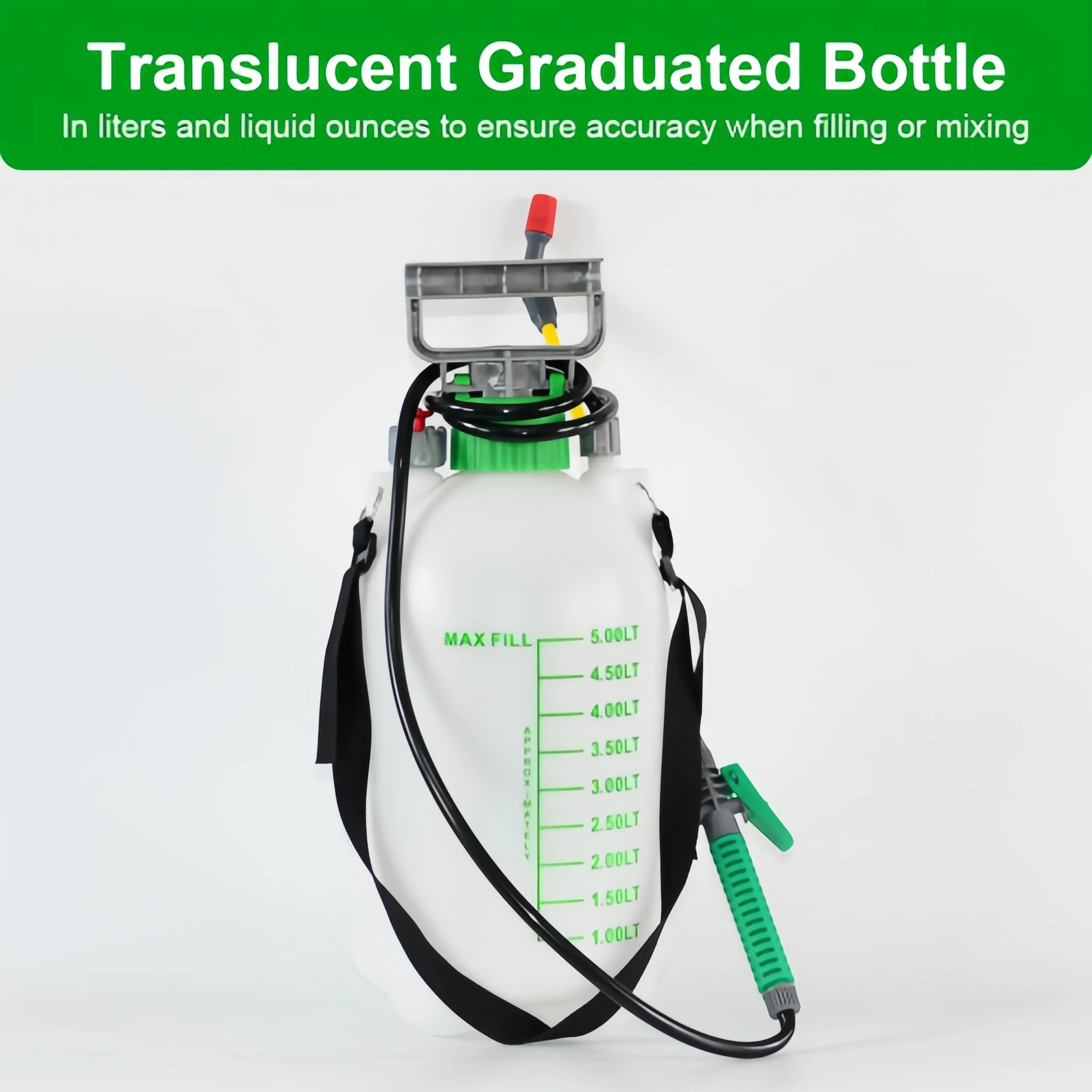 DUBEN 1.3/2/2.7 Gallon Lawn Garden Pump Pressure Sprayer for Yard Weed Plant Green-10L