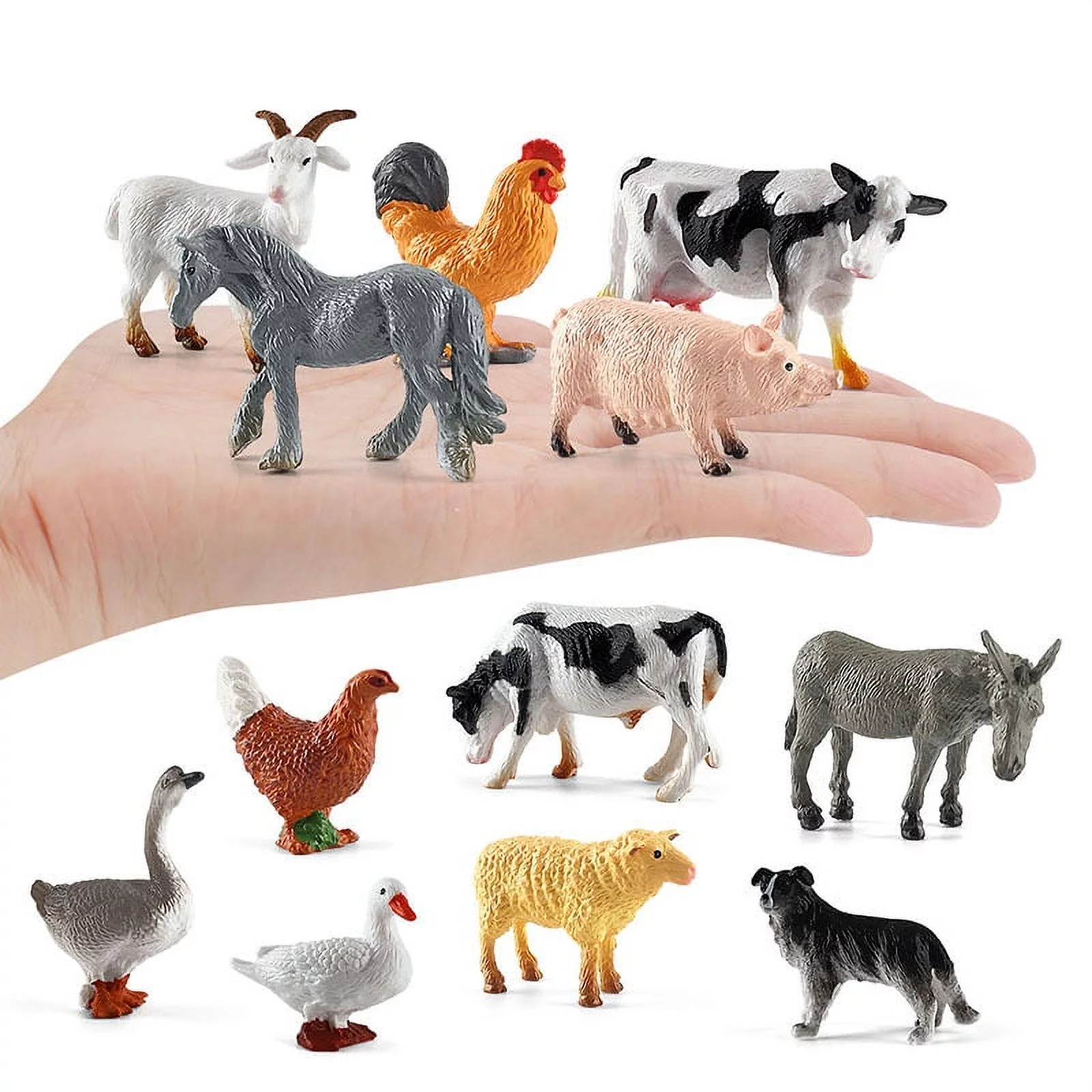 12 Pcs Animal Figurines, Animal Toys, Farm Animals Figurines Toys, Realistic Plastic Animals Playset, Educational Learning Toy Set for Kids Toddlers