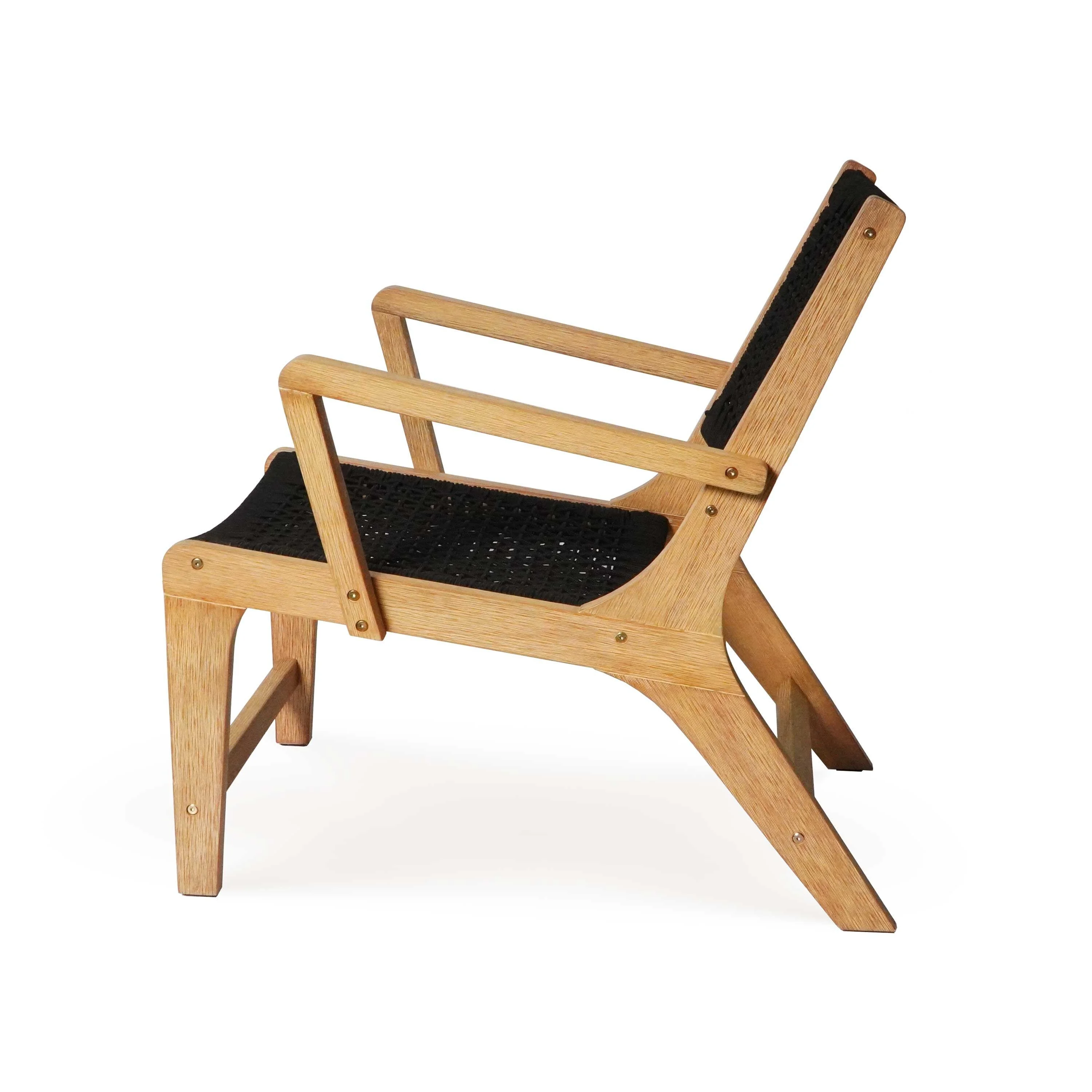 Lisbon Eucalyptus Wood Rope Patio Chair with Separated Ottoman