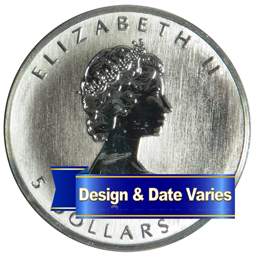 $5 Silver Canadian Maple Leaf 1 oz Random Year Scruffy