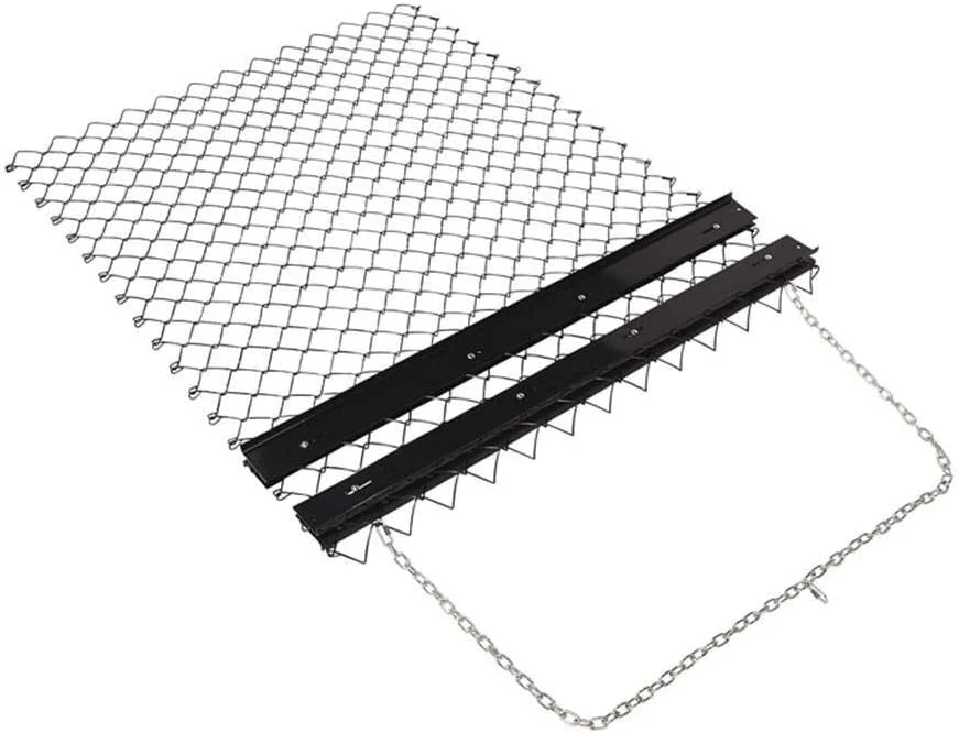 Yard Tuff 5 x 4 Foot Towable Steel Durable Rust Resistant Chain Rake Field Leveling ATV Drag Harrow with Galvanized Mesh Lining and Front Weight Tray
