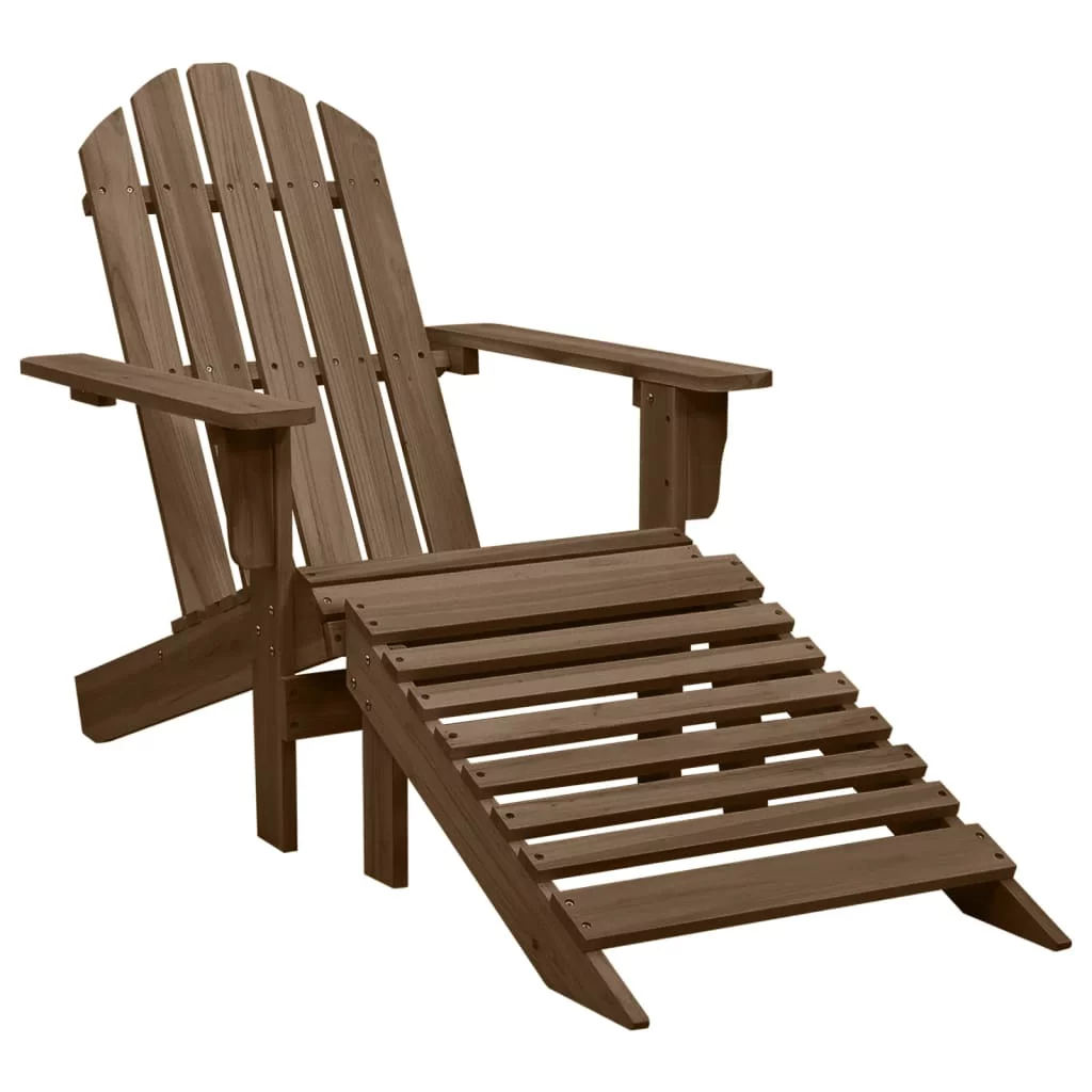 Suzicca Patio Adirondack Chair with Ottoman&Table Solid Fir Wood Brown