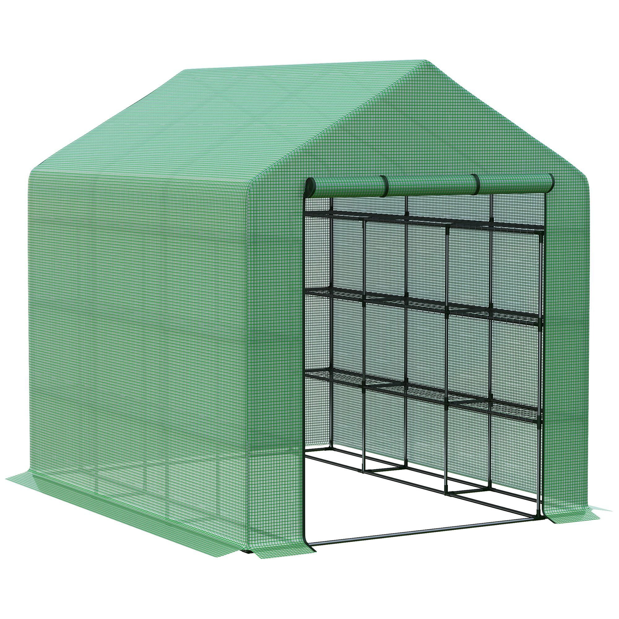 Portable Greenhouse with 18 Shelves and Zipper Door - 37.4 - Nurture your plants with optimal conditions in this protective greenhouse