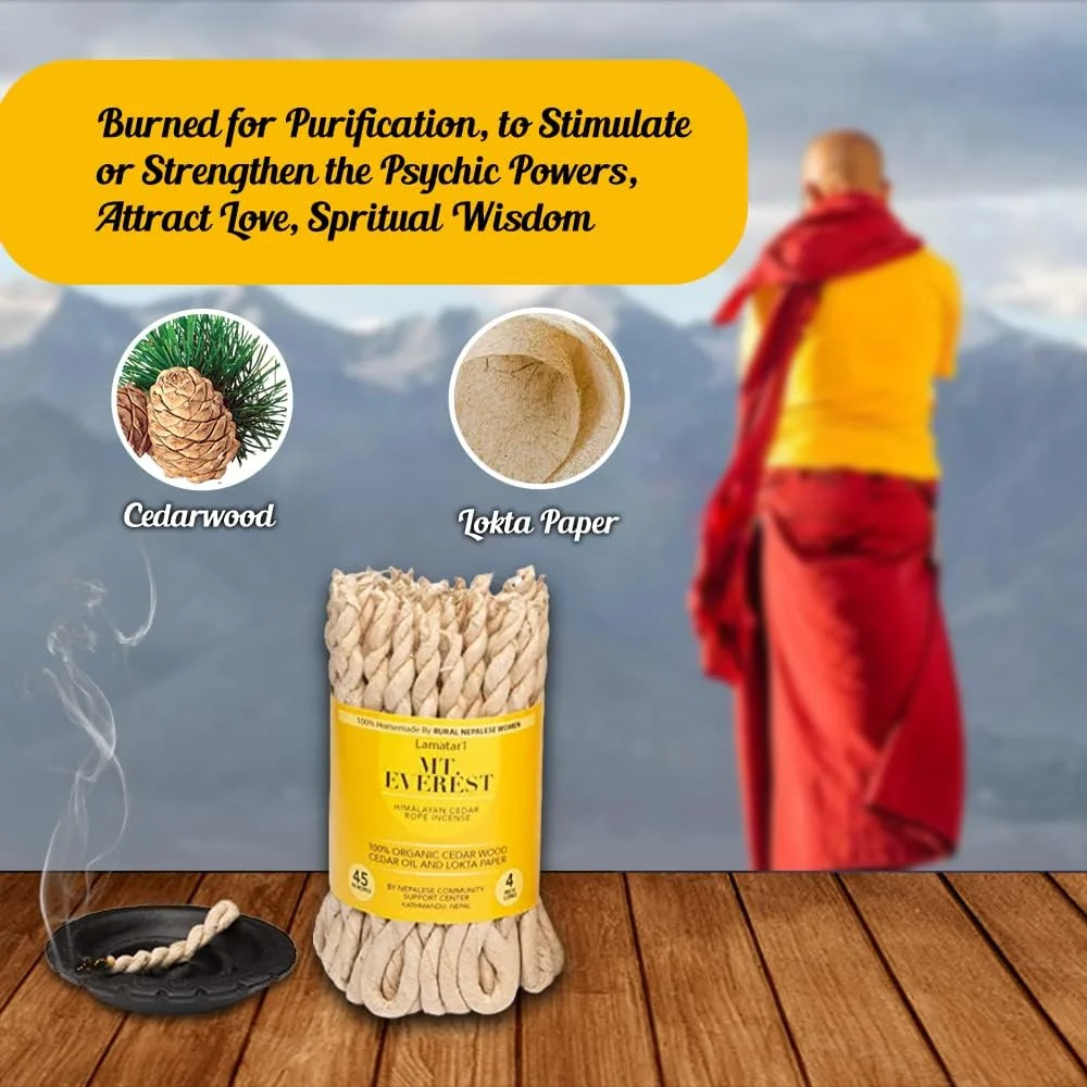 Himalyan Cedar Rope Incense Roll Of 3X45 Rope=135 Rope Founded By A Buddhist Monk In 1981