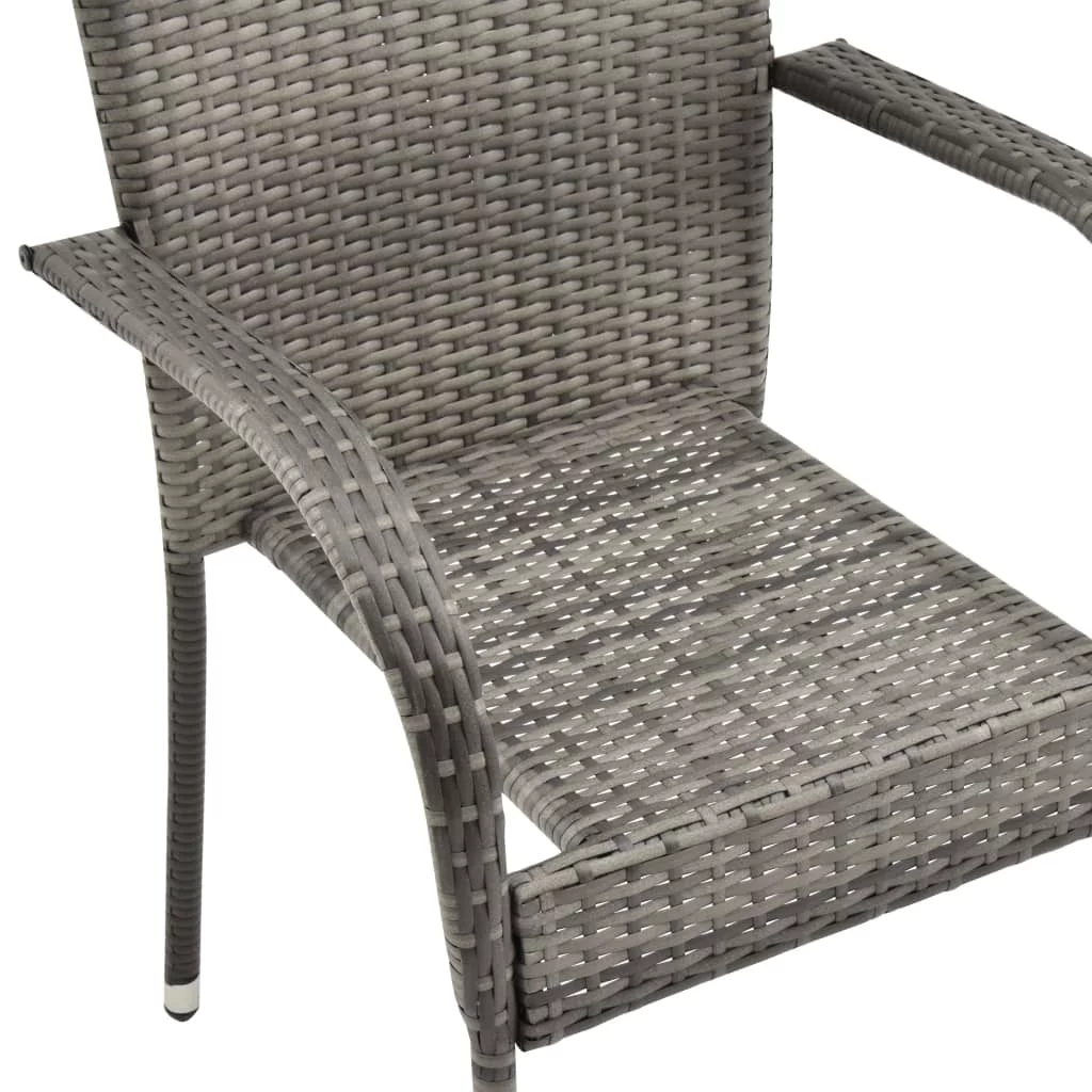 Walmeck 5 Piece Patio Dining Set Gray Poly Rattan