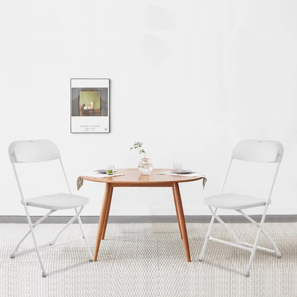 6-Piece White Classic Garden Plastic Folding Chair Set with Injection Molding Technology