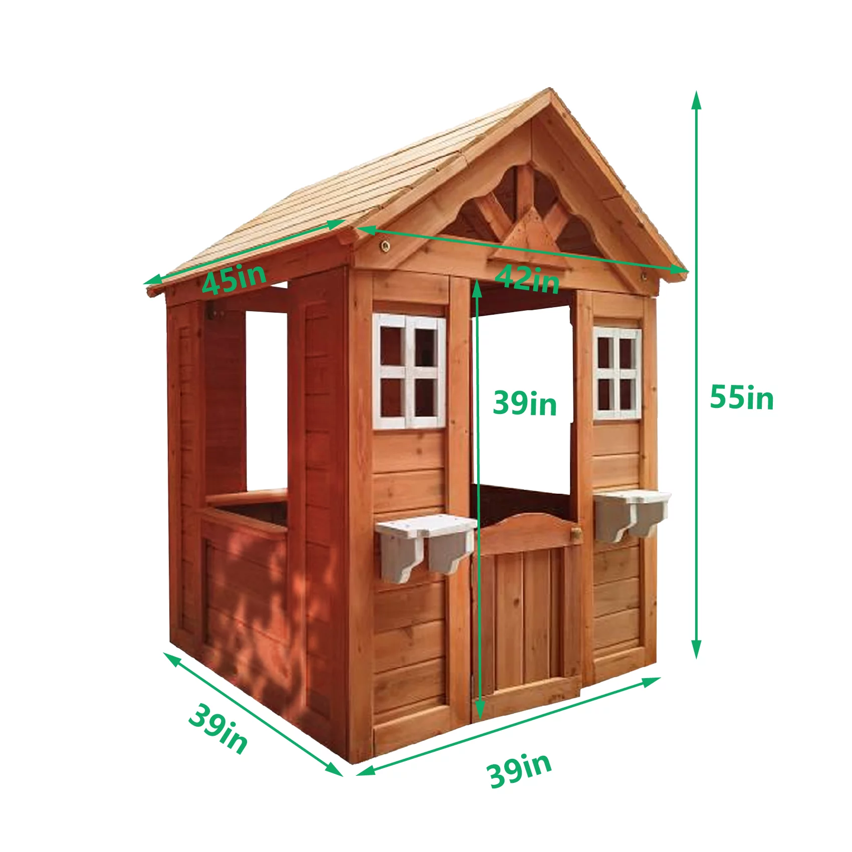 CoSoTower All Wooden Kids Playhouse with 2 Windows and Flowerpot Holder, 42