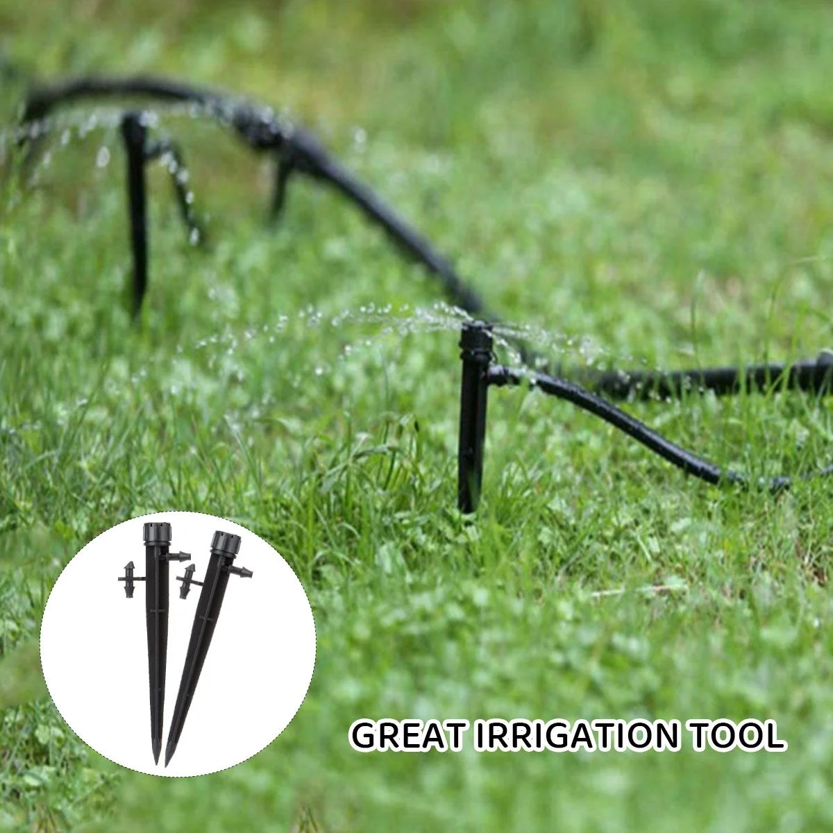 Deago 50PCS Adjustable 360 Degree Water Flow Irrigation Drippers on Stake Emitter Drip System for Garden Patio Lawn Flower