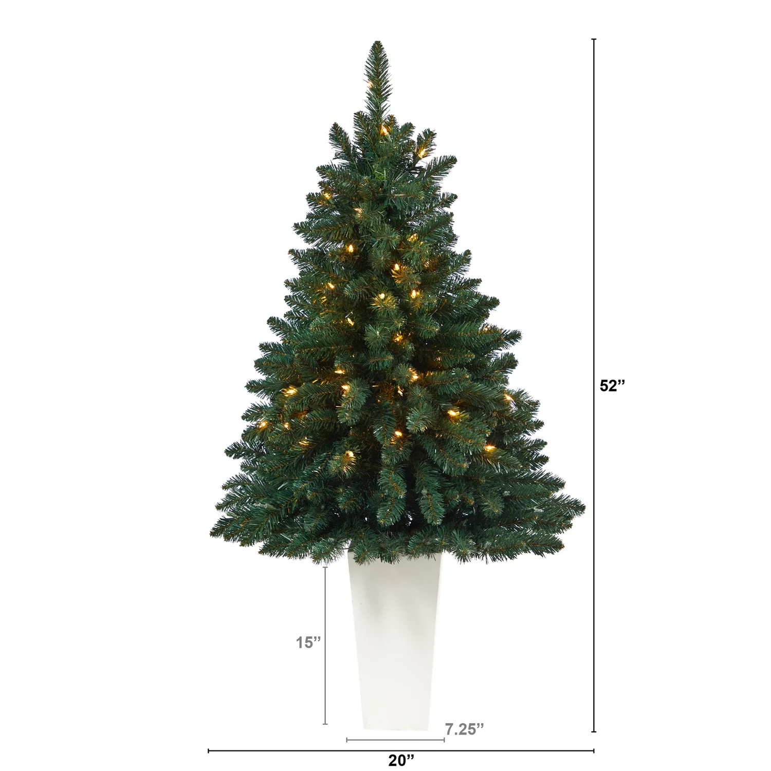 Nearly Natural 52in. Northern Rocky Spruce Artificial Christmas Tree with 100 Clear Lights and 322 Bendable Branches in Tower Planter
