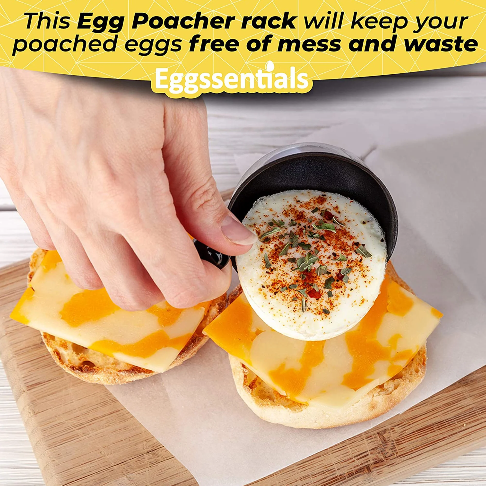 Eggssentials Egg Poacher Cups Insert Stainless Steel Poached Egg Maker, 6 Cups