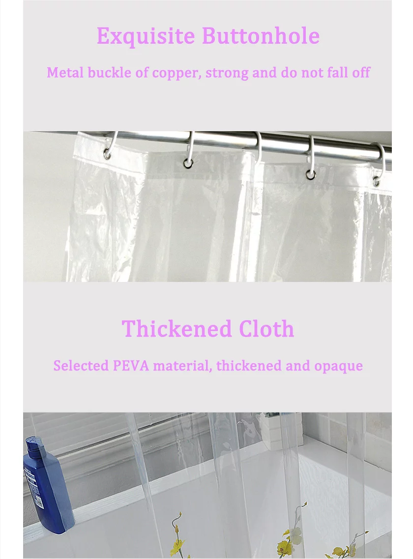 INTSUPERMAI Bathroom Shower Curtain Eco-Friendly PEVA Water and Mildew Resistant Clear 72*72