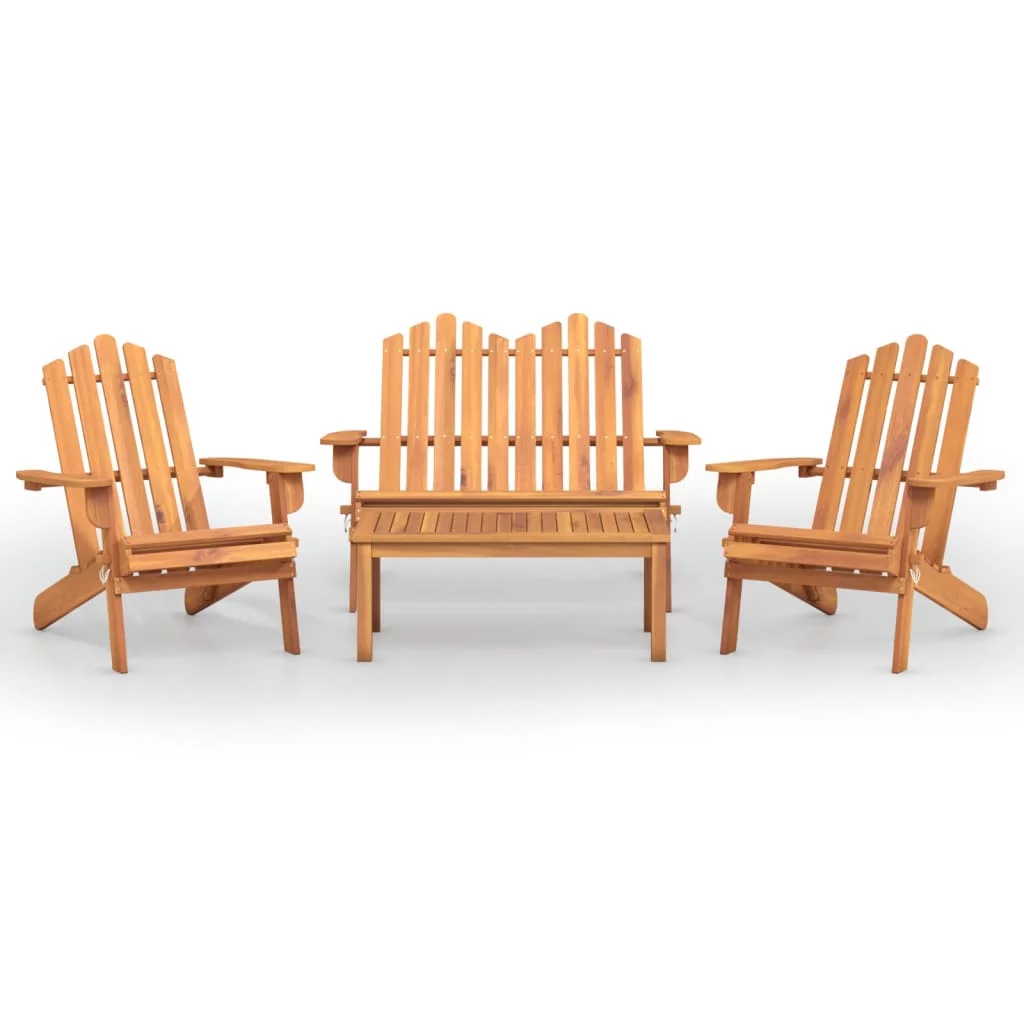 Dcenta 4 Piece Adirondack Patio Set Solid Wood Acacia
