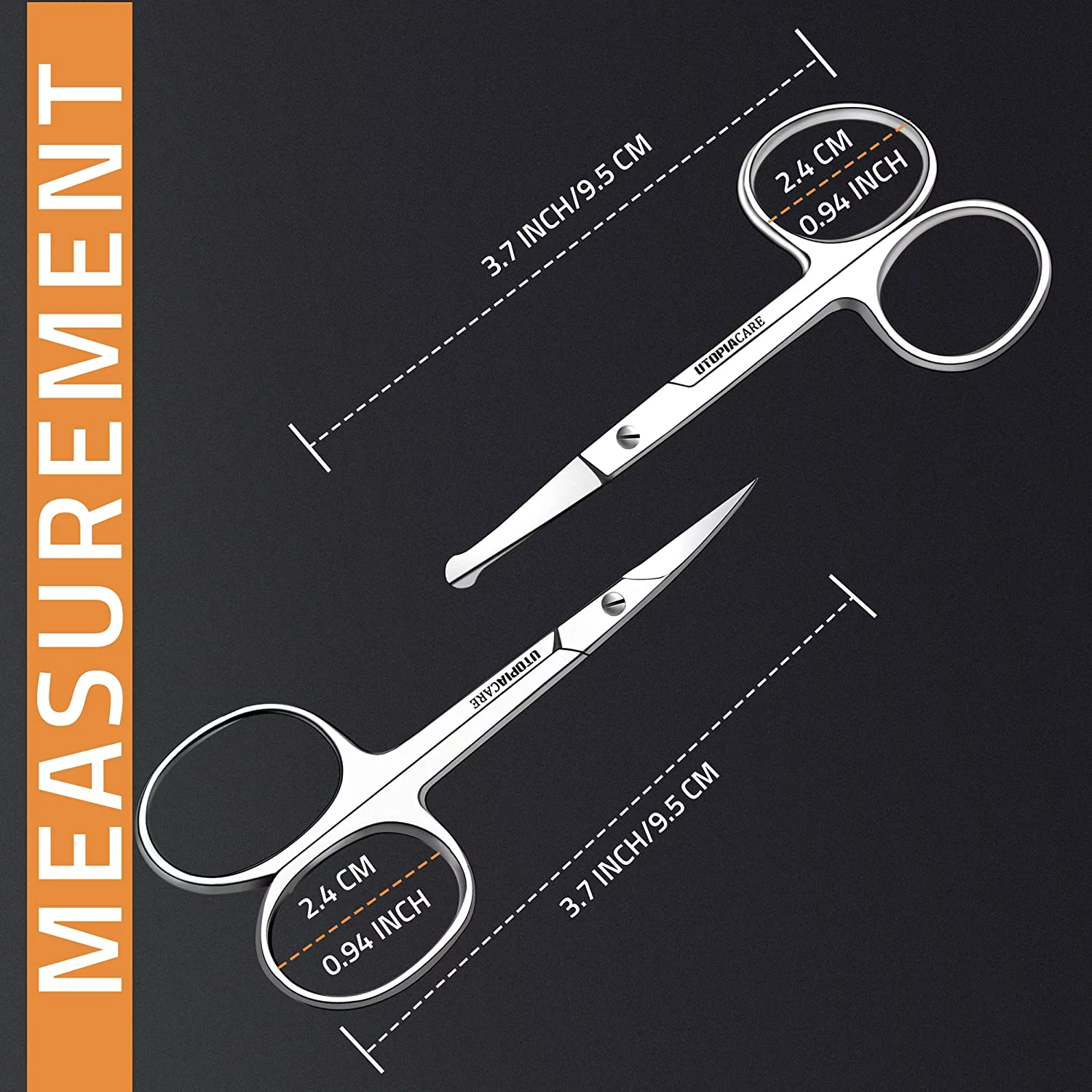 Utopia Care - Curved and Rounded Facial Hair Scissors for Men - Mustache, Nose, Beard, Eyebrows, Eyelashes and Ear Hair Cutting Scissors - Professional Stainless Steel Trimming Scissors - Silver