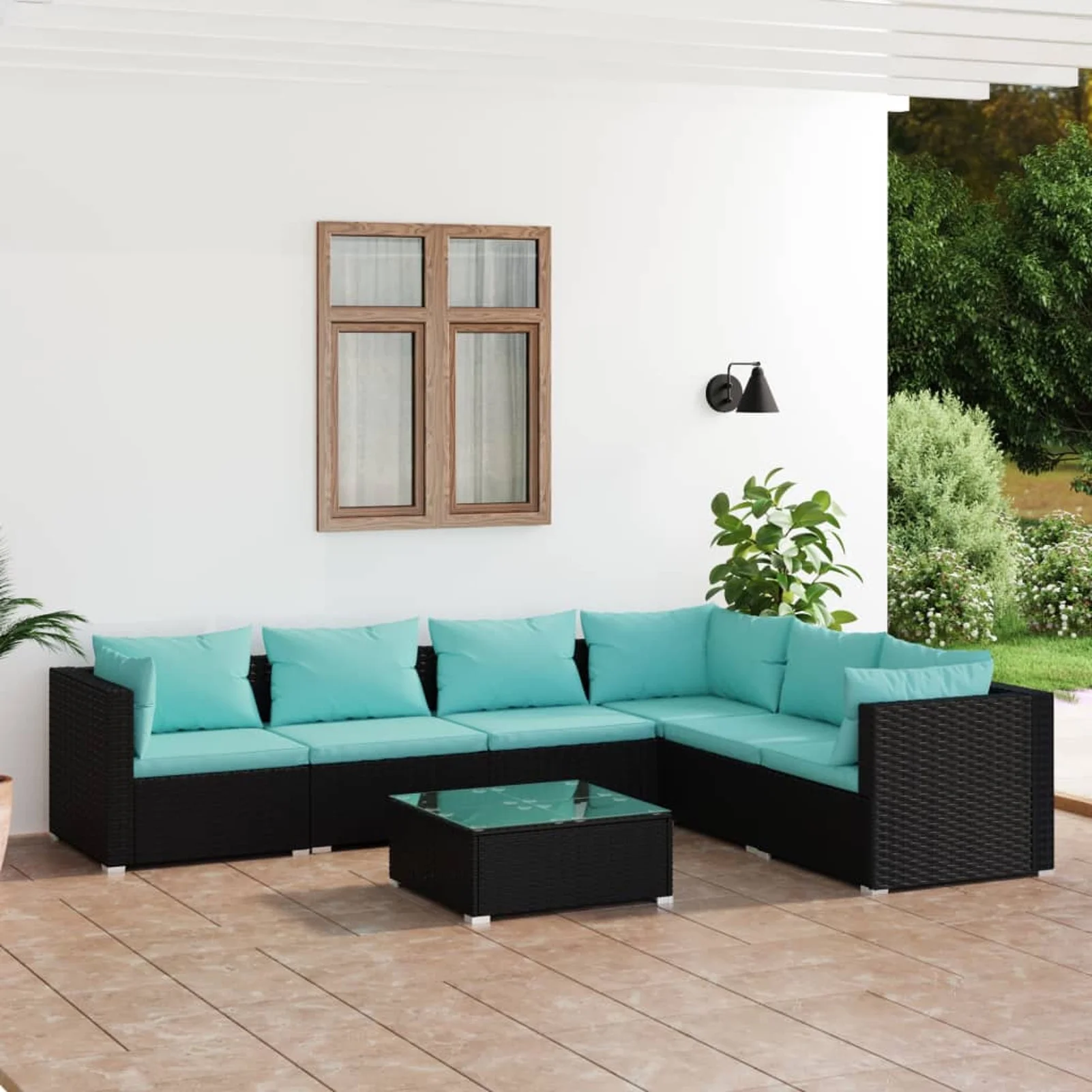 Andoer parcel,With Cushions Patio Set Patio Furniture Furniture Conversation 7 Piece Patio Poly Rattan Ciadaz Furnoture Table Rewis Set Pool With Furnoture Table Set Zeyuan Camerina