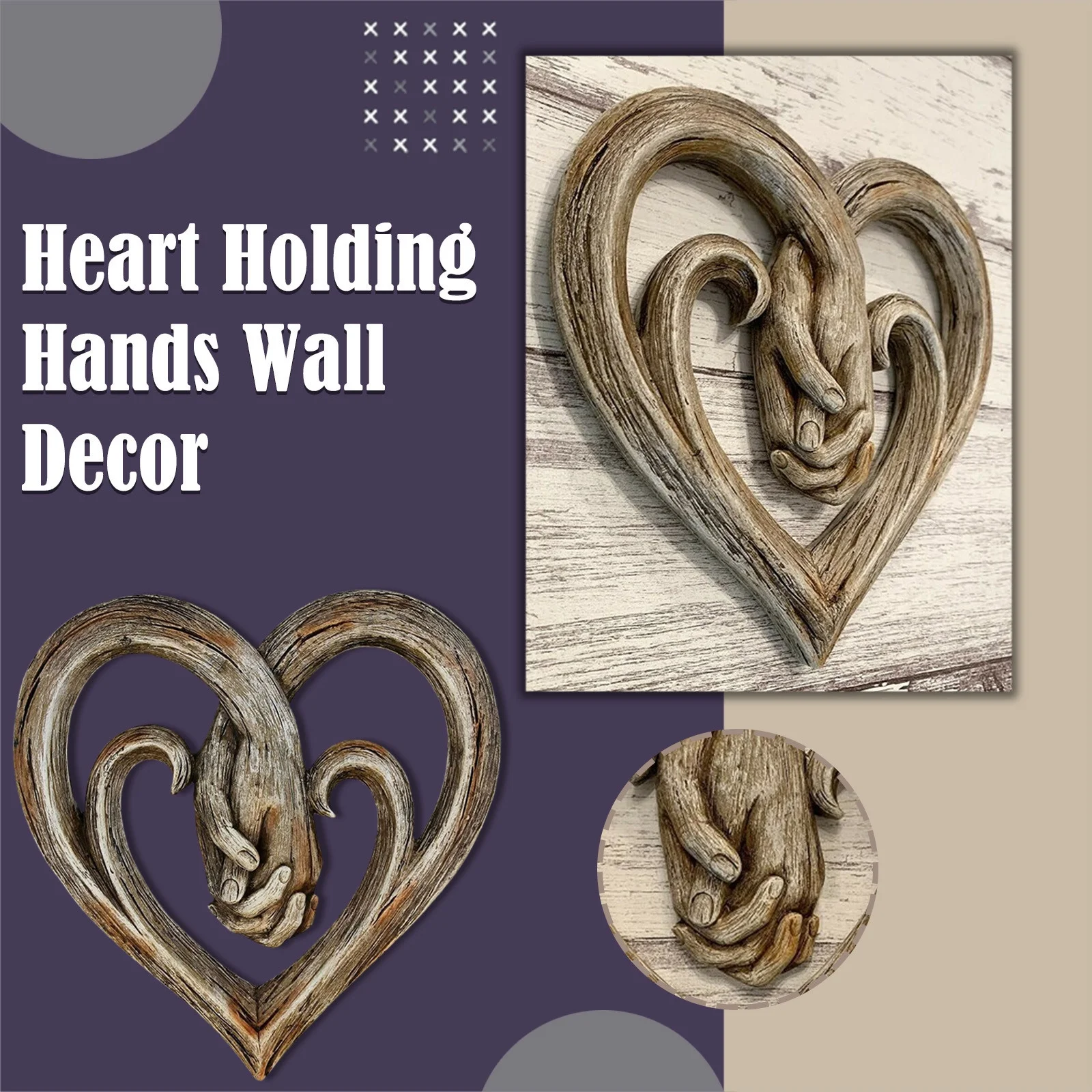 Heart Holding Hands Wall Decor Decorative Art Sculpture Home Decor Wire Glass Vase Hanging Tables from Ceiling Chandelier Parts Stained Glass Birds on A Wire Fireplace Garland 5 Ft Large Outdoor