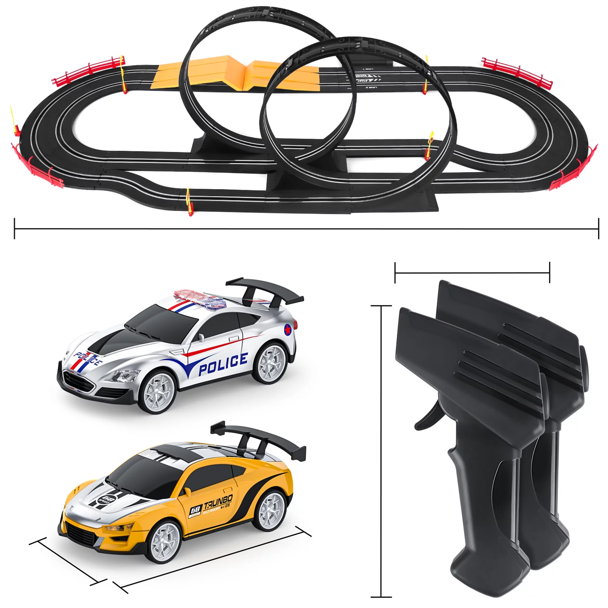 Wupuaait Remote Control Electric Cars Race Track Set with 2 Slot Cars LED Headlights for 3-12 Years Old Kids