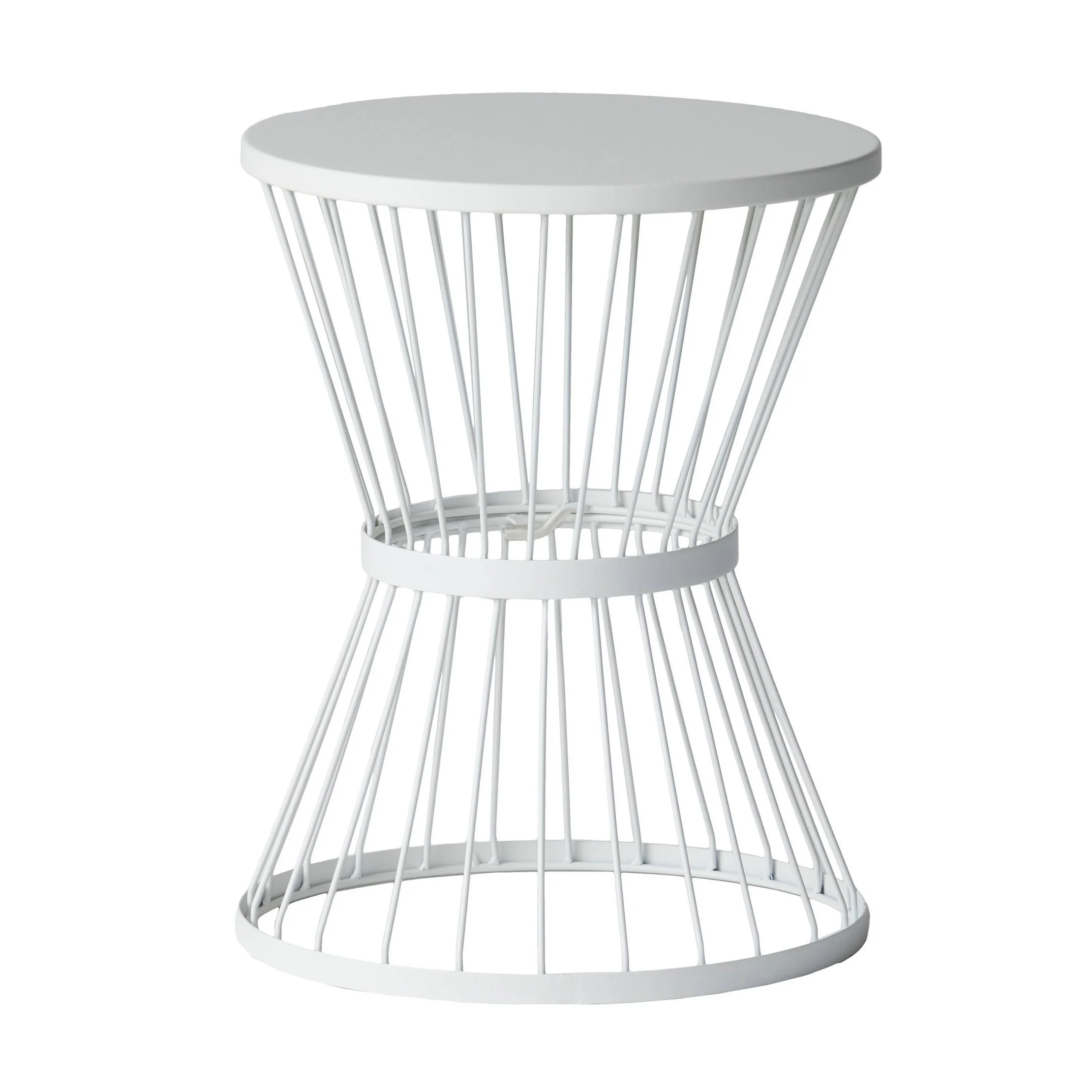 Wrought Iron Patio Side Table - White