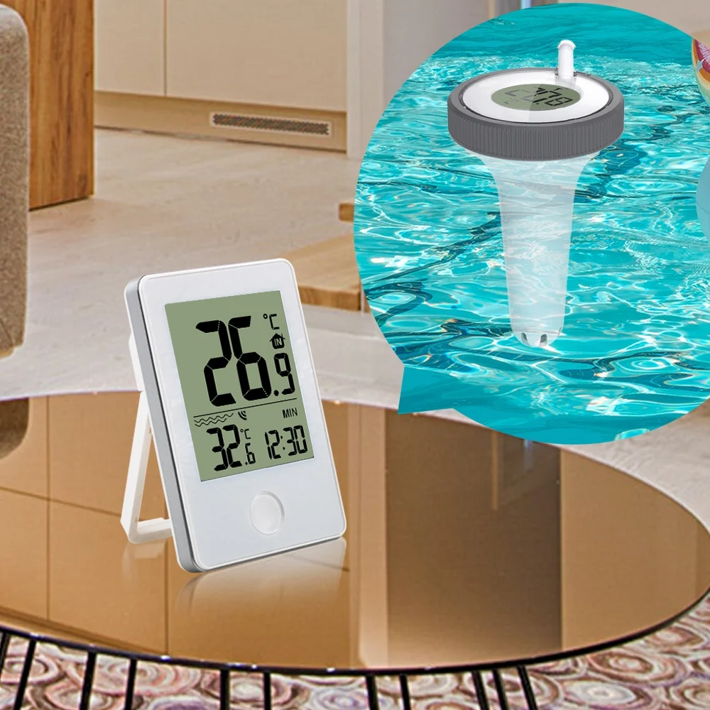 DURFICST Digital Pool Thermometer Wireless Floating Easy Read with Outdoor/Indoor Temperature Monitor for Swimming Pool,Hot Tub, Fish Aquarium, Pond