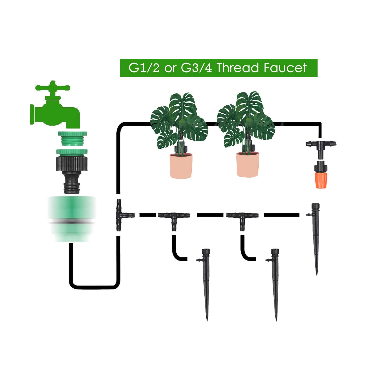 Irrigation Kit,Misters Drippers 30 With Nozzles Misters Diy With Nozzles Plant Kit Diy With 30 Meters Lawn Drippers 30 Meters Nozzles Misters Drippers Drip Kit Leeofty Kit Pl Drip Rookin