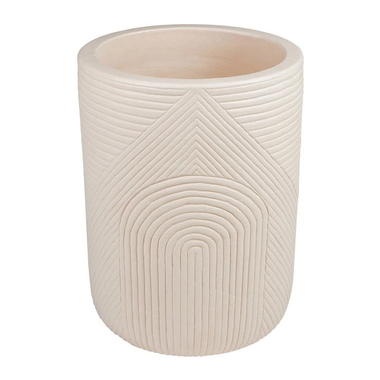 Afuera Living  Modern Ceramic 2-Piece Textured Planters in Cream