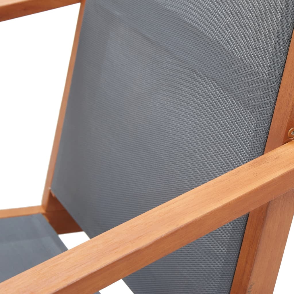 moobody Patio Chair Gray Solid Wood Eucalyptus and Textilene
