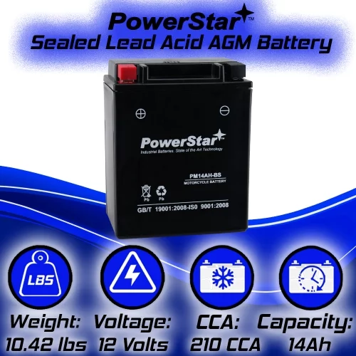 PowerStar YTX14AH-BS ATV Battery Compatible with Polaris ACE 570 SP
