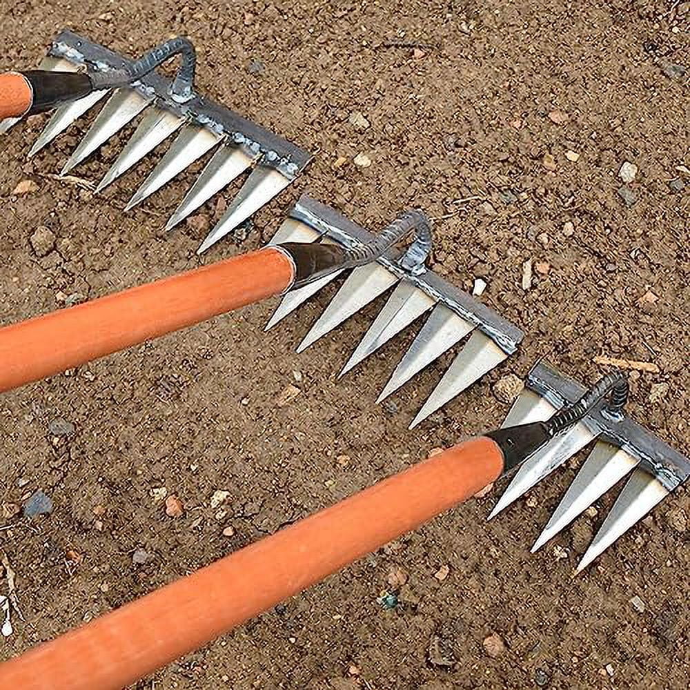 Iron Rake for Gardening and Weeding, Ironrake The Heavy Duty Iron Weeding Rake, Rake for Dethatching Lawn, Garden Weeding Tools for Backyard Lawn Loosening