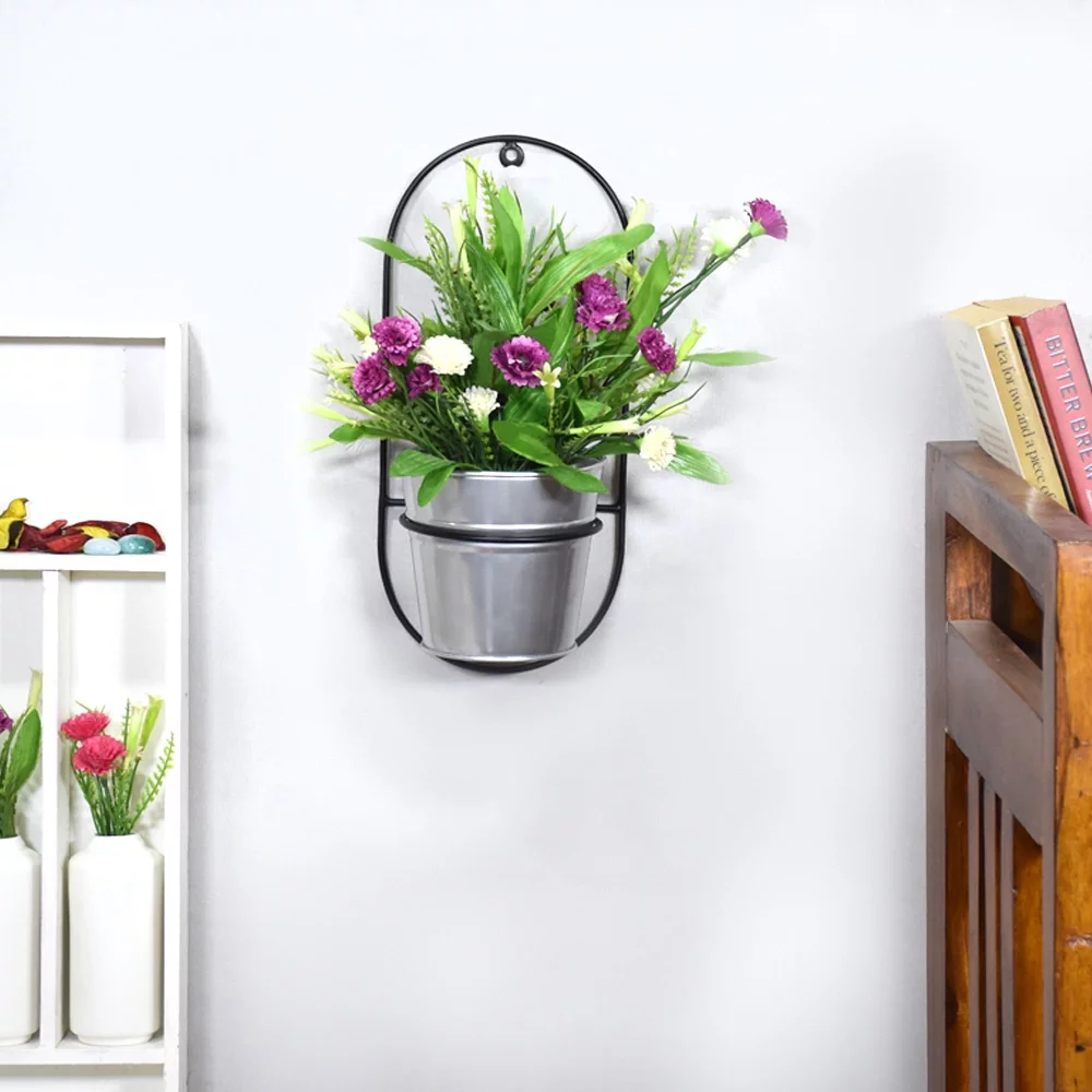 Handmade 100% Iron Round Modern Silver Coated Color 4.4 x 4.6 x 4.6 Inches Planters Pot 1006