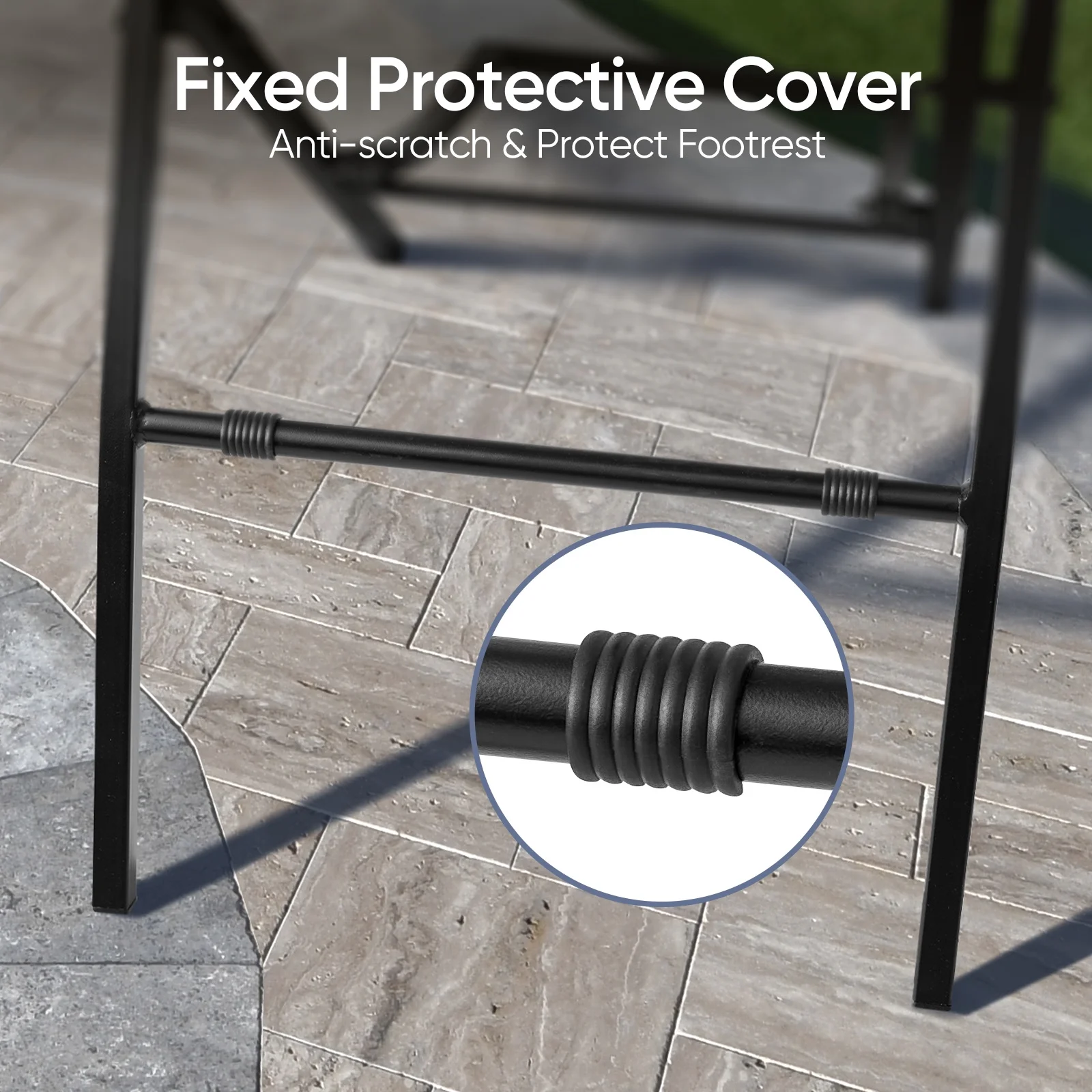 Vitarpatio Outdoor Patio Bar Stools Set of 2, Metal Frame Folding Chairs Counter Height Bar Chairs with Footrest