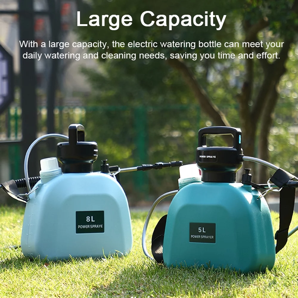 USB Rechargeable Shouldered Sprinkler Handheld Electric Sprayer Agriculture Tools Watering Can Atomizing Watering Bottle Sprayer Multifunctional Garden Plants Sprayer Window Cleaning Tool