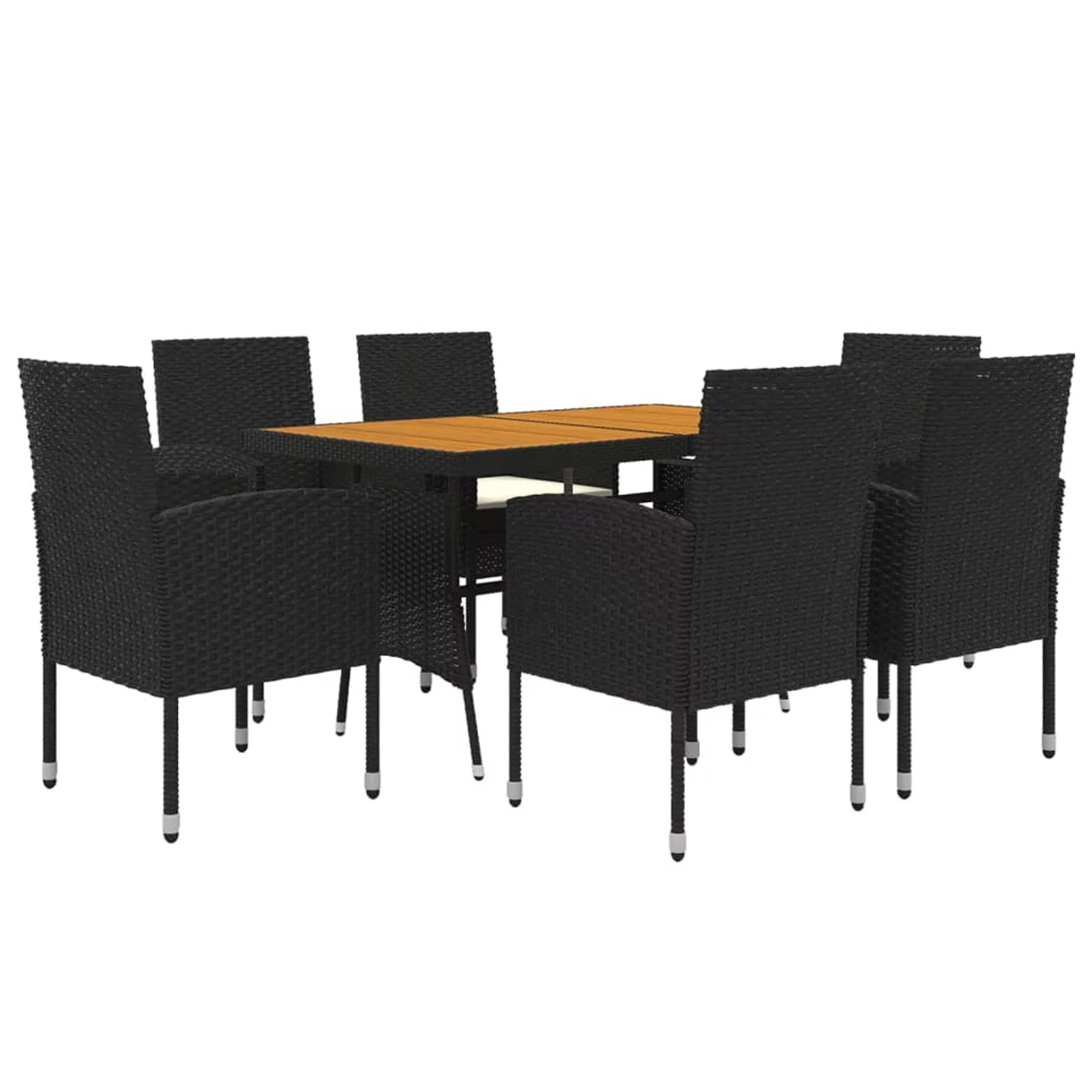 Aibecy 7 Piece Patio Dining Set Poly Rattan Black