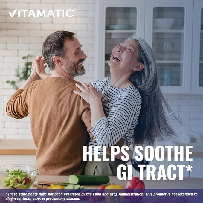 Vitamatic Slippery Elm Bark 20:1 Extract, 10000 mg Equivalent Strength Per Serving, Made with Peppemrint, DGL, & Aloe Vera - 180 Veg Capsules, and Concentrated 20X Potency