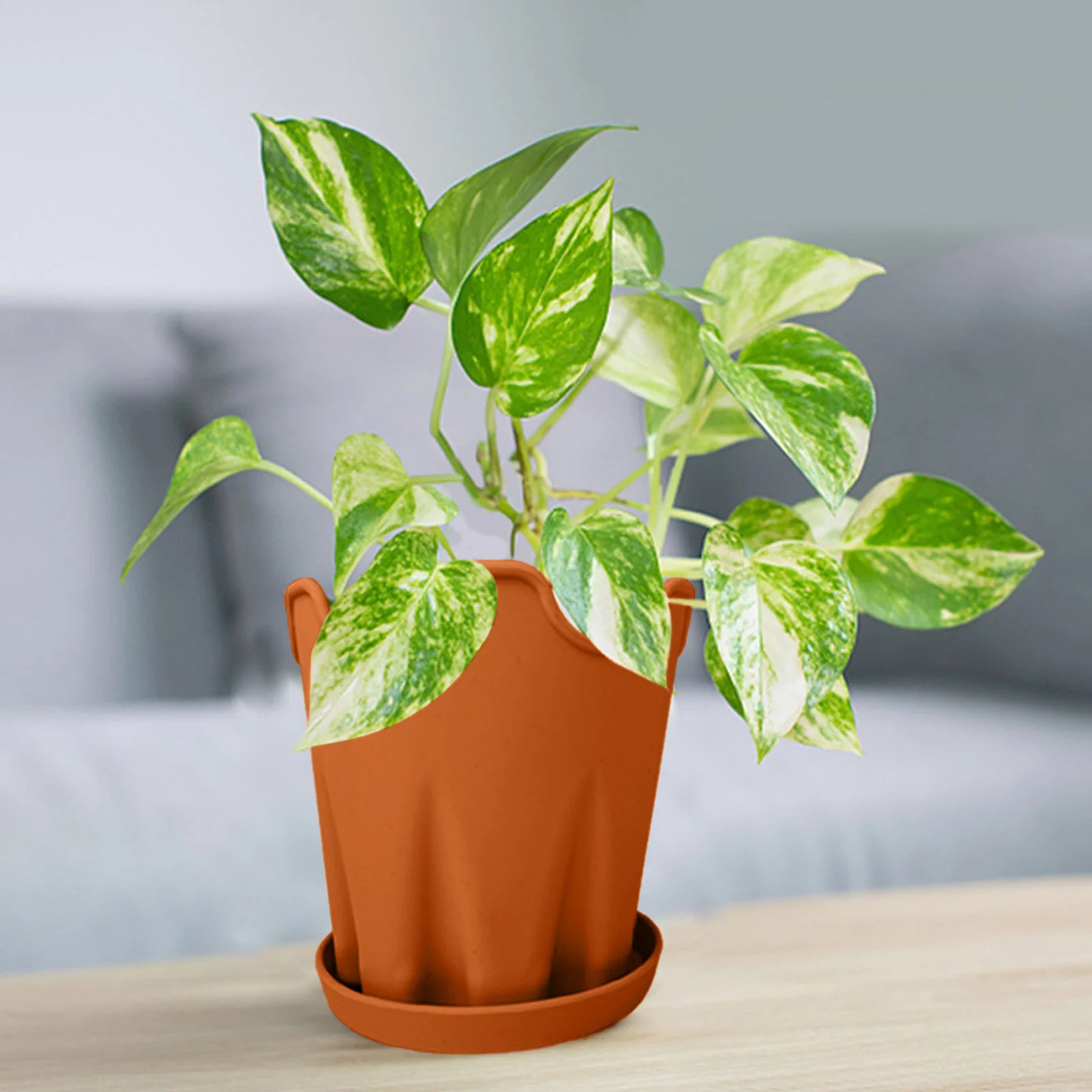 Simple Silicone Flower Pot Creative Desktop Round Office Decoration With Tray Orchid Garden Potted Utility Tool