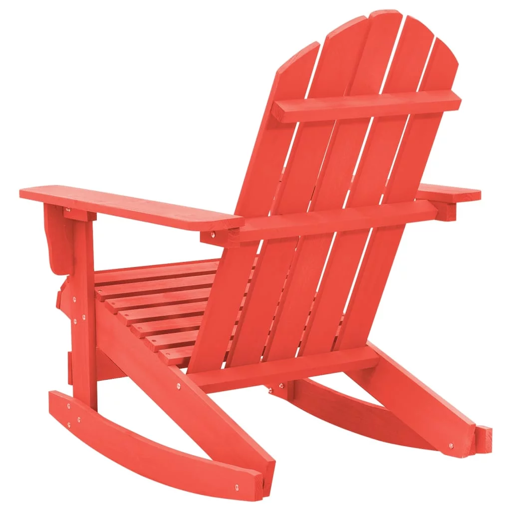 Anself Patio Rocking Adirondack Chair Solid Fir Wood Red
