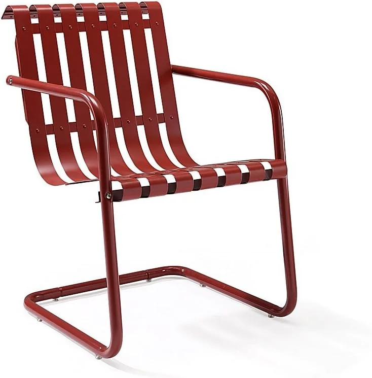 Gracie 3-Piece Metal Outdoor Conversation Set with Side Table  2 Chairs - Coral Red