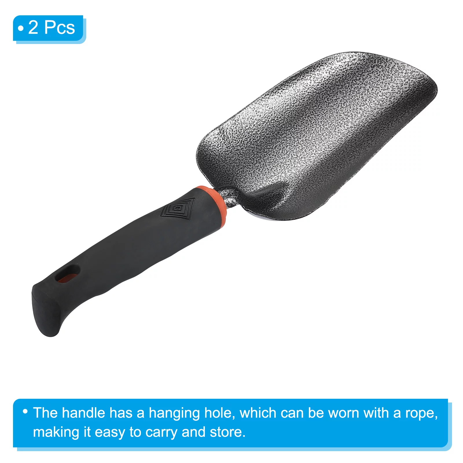 Uxcell Transplanter Trowel Carbon Steel Gardening Trowel Hand Shovel Garden Tool Soil Scoop Grey Black 2 Pack