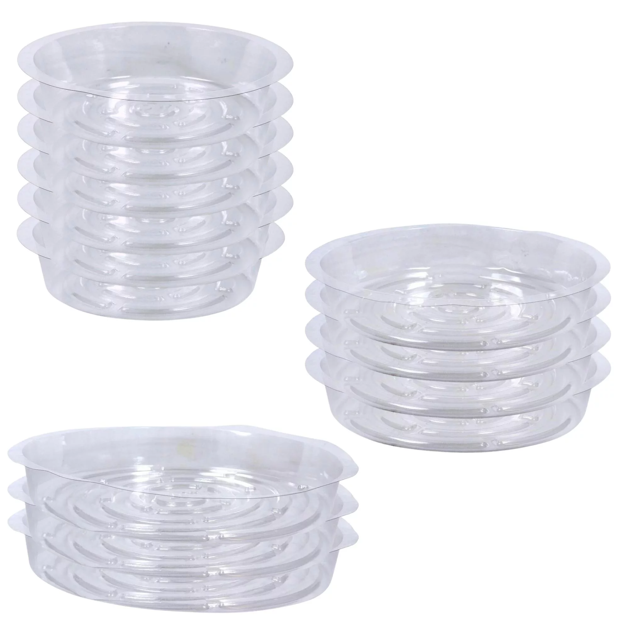 A1 Unlimited Clear Plastic Planter Saucers, Round Plant Flower Pot Base Drainage Drip Trays for Indoor Outdoor Durable Reusable Home Garden Water/Leak-Proof, Assorted Sizes (6-in,8-in,10-in.)