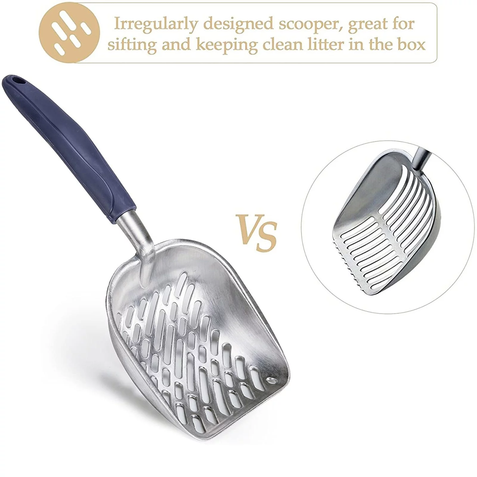 Cat Litter Shovel Pet Shovel Artifact Cat Shovel Cat Sand Shovel Cat Litter Scoop Metal Flexible Long Handle Dog Walk *2PCS