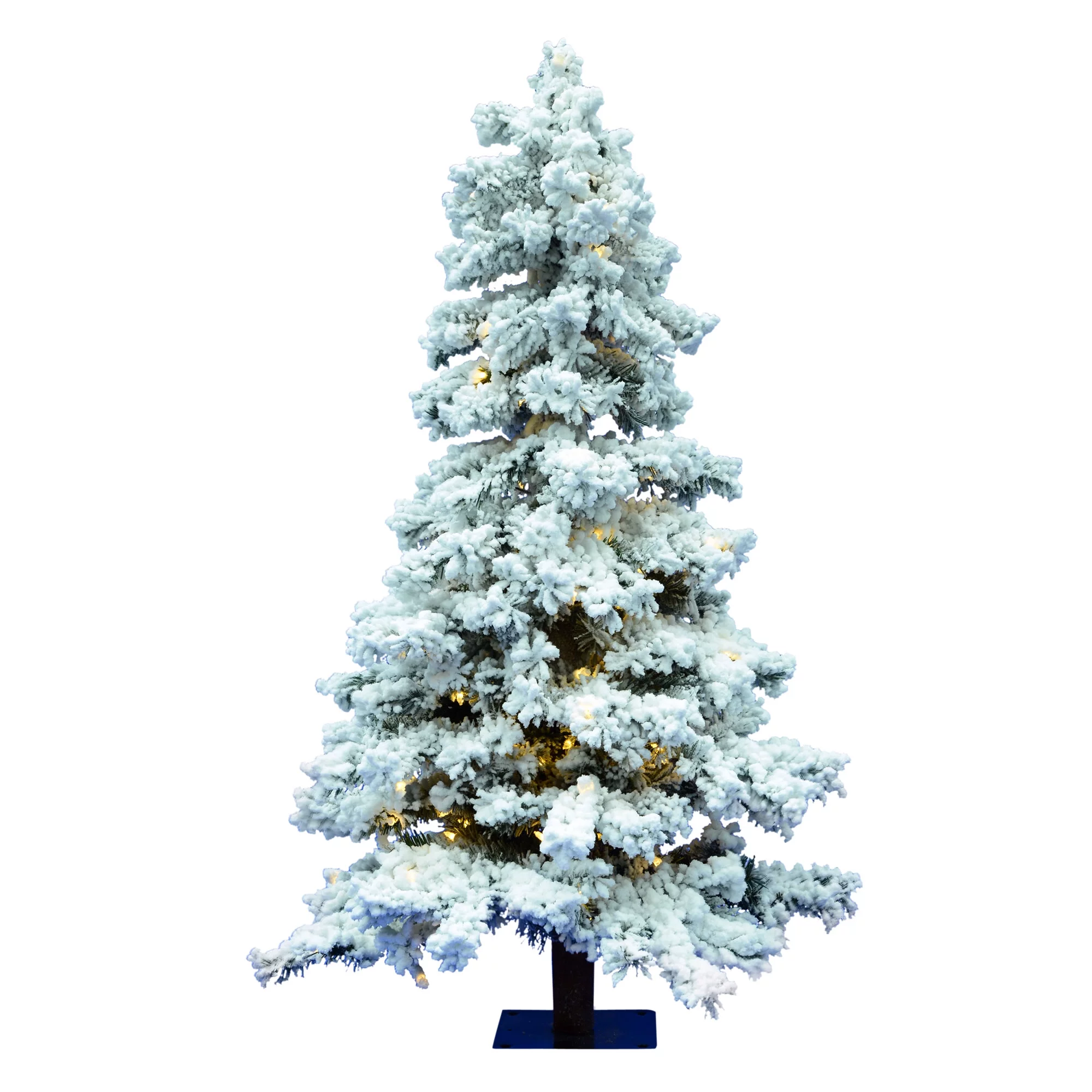 Vickerman 4' Flocked Spruce Artificial Christmas Tree, Pure White Single Mold LED Lights